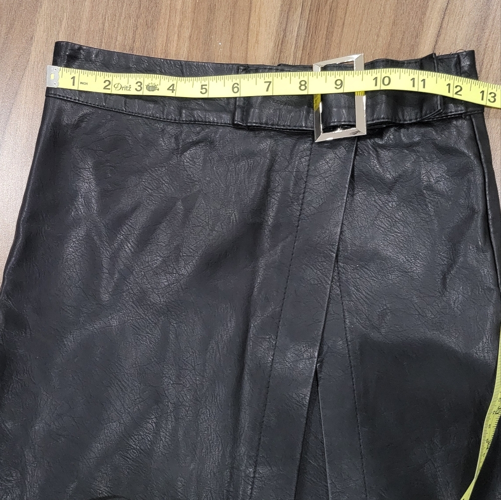 Storets Black Faux Leather Wrap Pencil Skirt Size XS - Picture 3 of 9